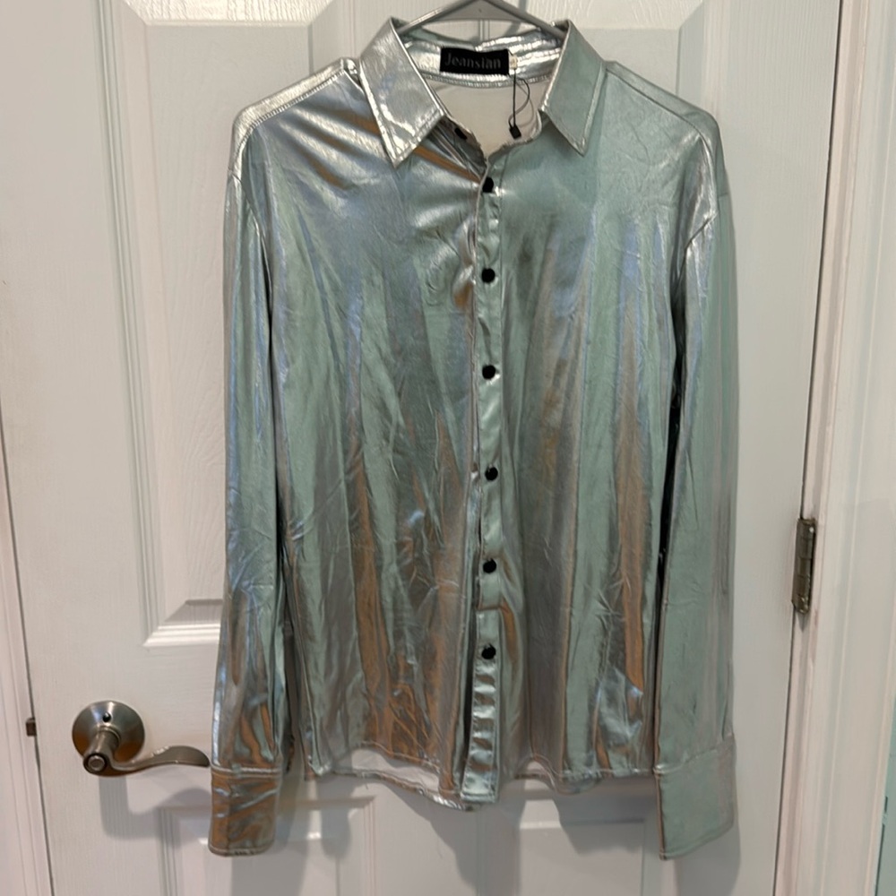 Jeansian shirt button down silver S